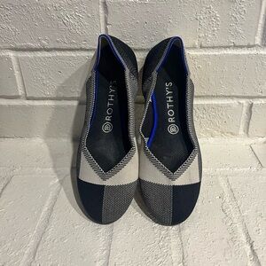 Rothy's Navy and Cream Checkered Flats